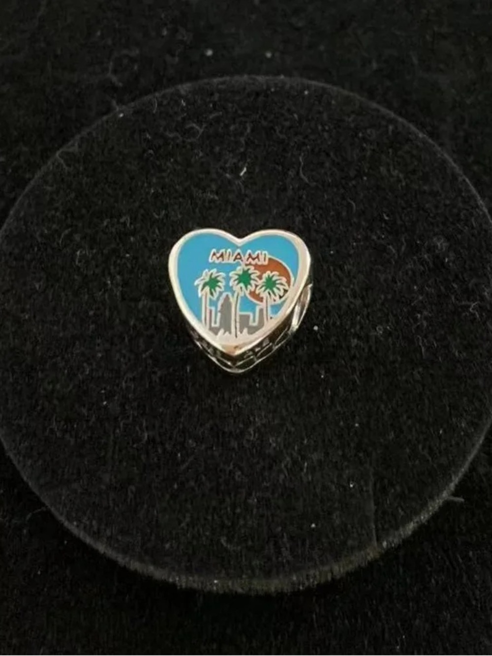 Pandora Heart Charm with Blue Sky and Green Palms